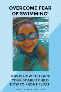 Your child is ready to learn how to front float if he can hold his breath and put his whole face in the water for at least 10 seconds. If he’s not quite there yet, start with my blog post entitled, Help Your Child Learn to Put Their Face in the Water. CLICK THROUGH to read the full post and to learn more about how to help your child overcome his fear of water.